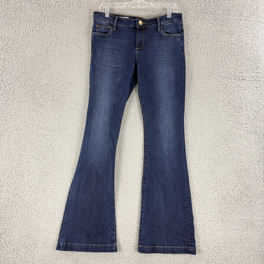 KUT From Kloth Chrissy Flare Jean Womens 6 Blue Dark Wash Mid Rise Stretch Denim